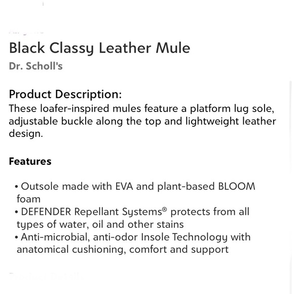 NWT Dr. Scholl’s Black Classy Leather Mule’s Women’s Size 7 Medium - Picture 6 of 7